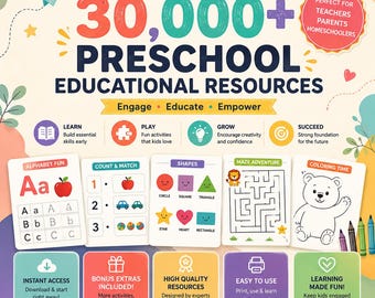 Preschool Activity Bundle | Printable Learning Worksheets | Instant Download