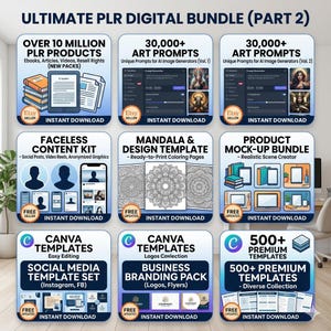 60+ Million PLR Products Bundle | Canva Templates, MidJourney Prompts & Faceless Content image 2