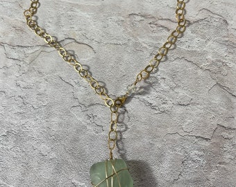 14K Gold filled wire Wrapped Sea Glass Necklace