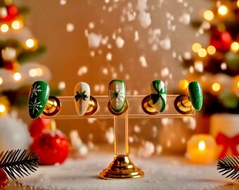 Ongles de Noël vert émeraude festif