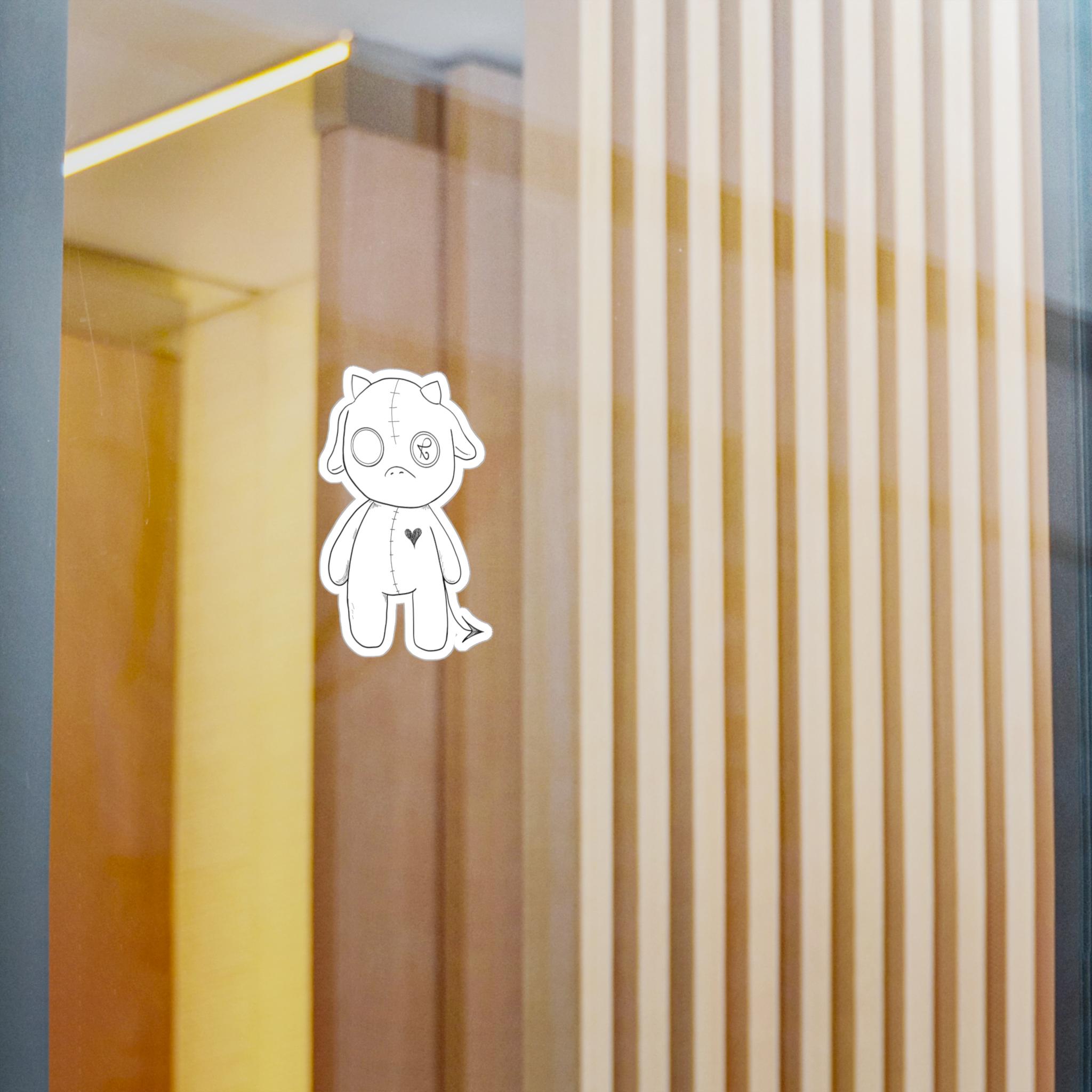 Stitched Plush Sticker | Black & White Horror Kawaii Vinyl Sticker | 3 ...