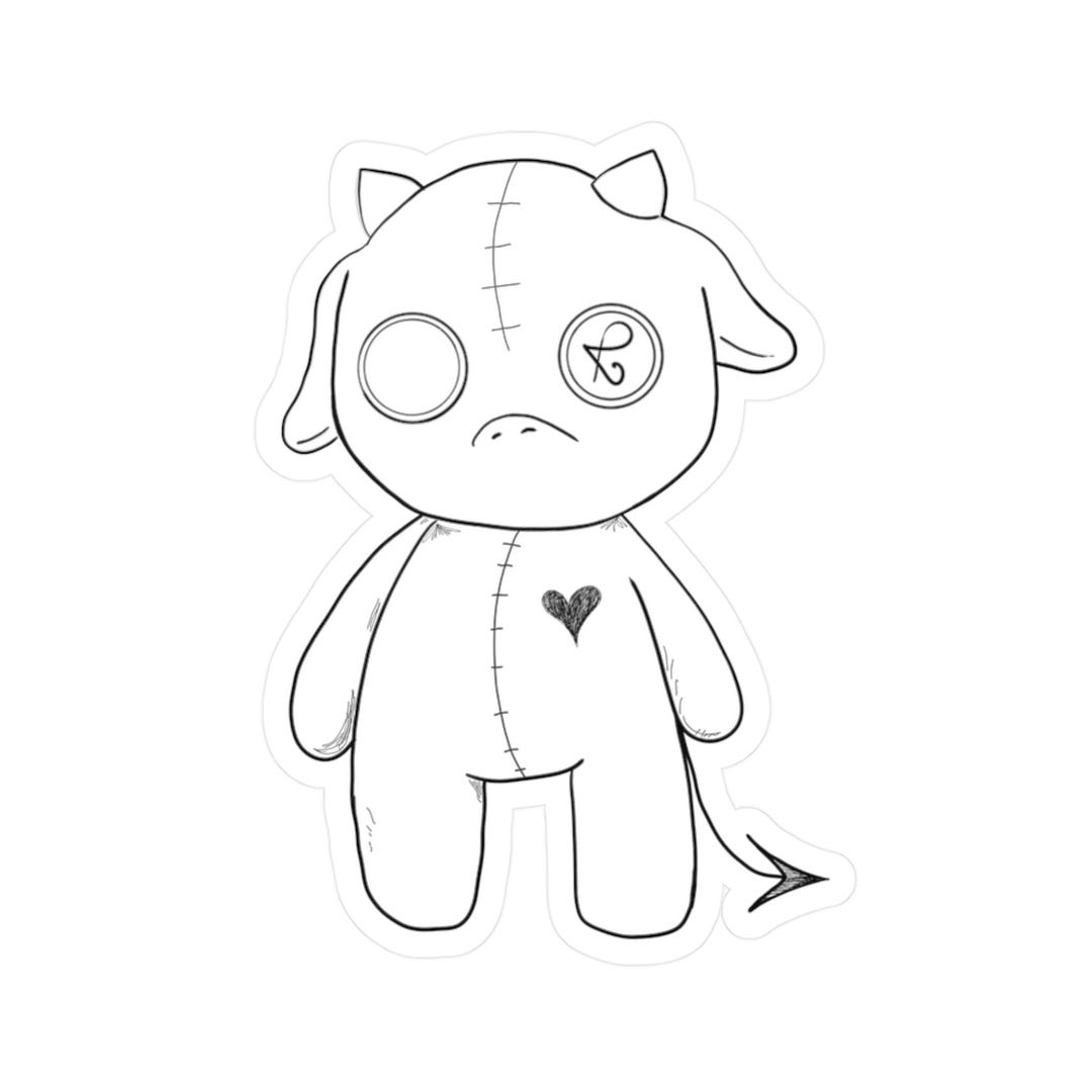 Stitched Plush Sticker | Black & White Horror Kawaii Vinyl Sticker | 3 ...