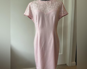 knee length dresses for ladies T by Talbots Pink Striped Cotton Lace-Up T-Shirt Dress main image 1