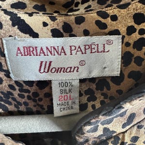 Vintage Adrianna Papell Silk Leopard Print Duster | Plus Size 20L Longline Tunic Jacket | Y2K Mob Wife Aesthetic Cheetah Silk Top image 3