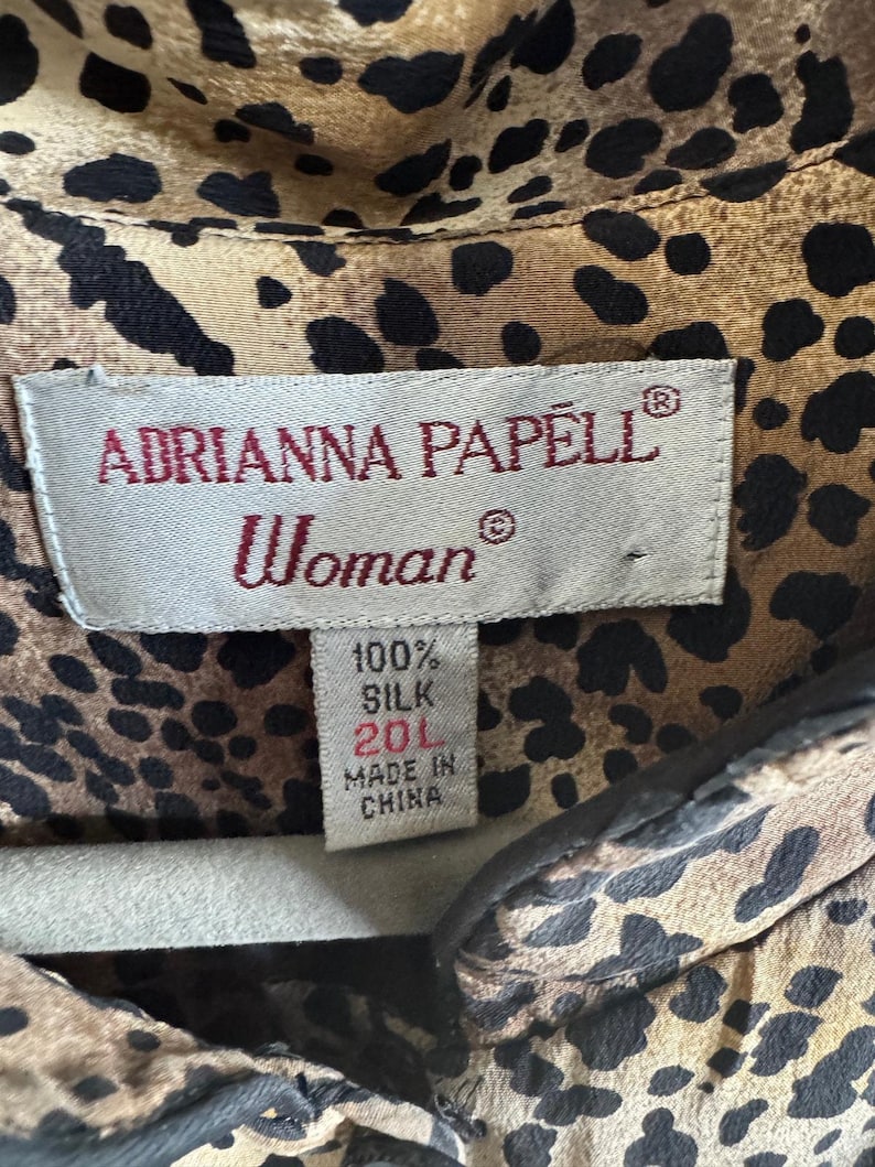 Vintage Adrianna Papell Silk Leopard Print Duster | Plus Size 20L Longline Tunic Jacket | Y2K Mob Wife Aesthetic Cheetah Silk Top image 3