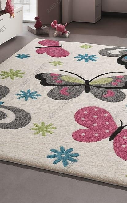 Pink Butterfly Rugs Hand Tufted Wool Rug Colorful Butterfly Area Rug Pink Blue Green Floral ...