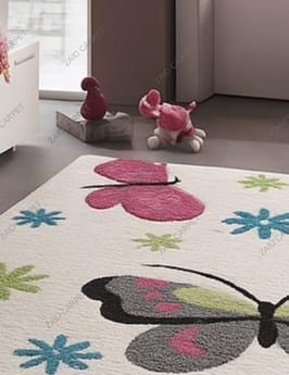 Hand Tufted Wool Rug Colorful Butterfly Area Rug Pink Blue Green Floral ...