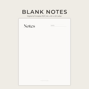 Blank Notes Printable | Minimalist Unlined Stationery Page, Simple Sketch & Journaling Template, Clean Creative Notes Page
