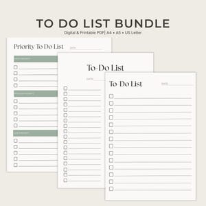 Att-göra-lista-paket | 3 stilar: Prioritet, tvåkolumnsuppgifter, linjerade uppgifter, minimalistiska planerarinlägg, dagligt produktivitetspaket, enkelt checklista-set