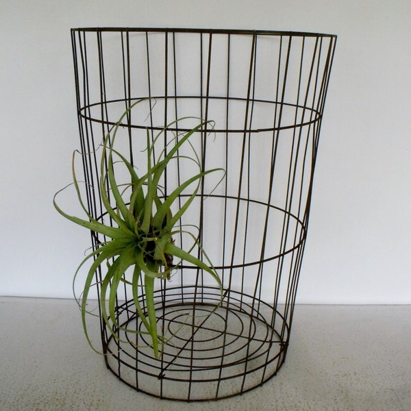 26" tall Large Wire Basket Vintage Laundry Metal