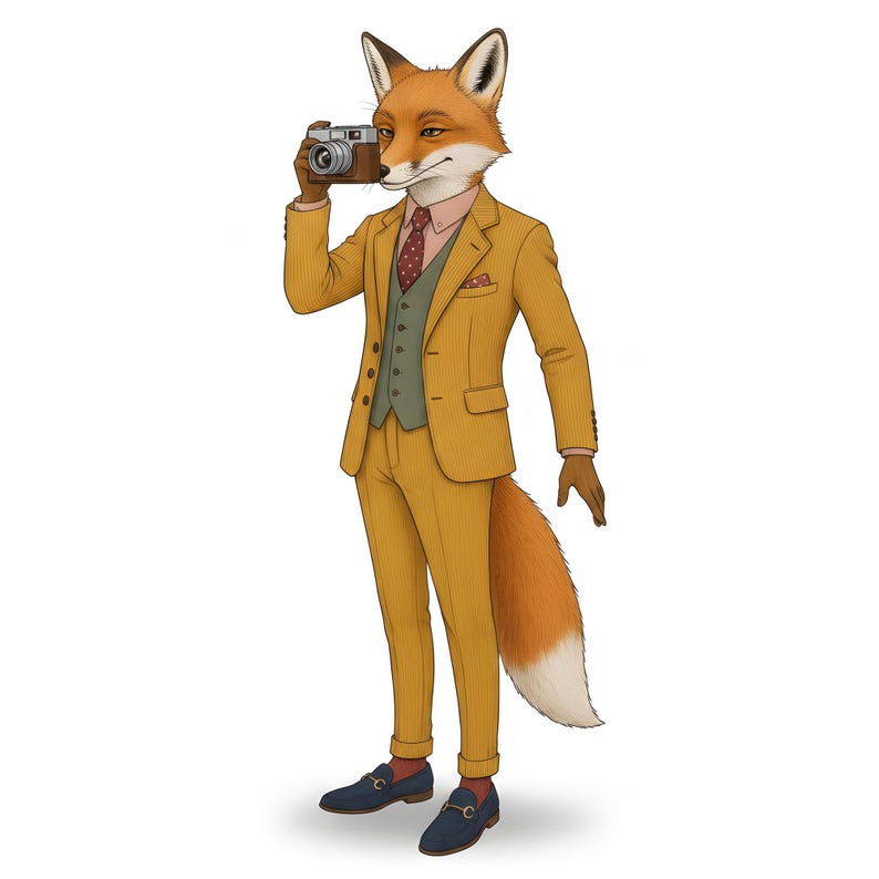 Fox Gentleman Clipart, Dapper Suited Gouache Animal Bundle, 30 JPG for Junk Journal imagen 9