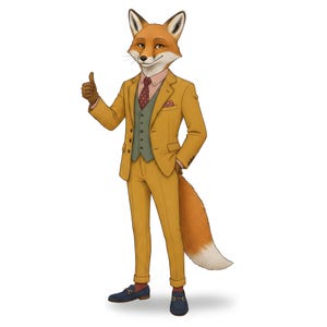 Fox Gentleman Clipart, Dapper Suited Gouache Animal Bundle, 30 JPG for Junk Journal imagen 19