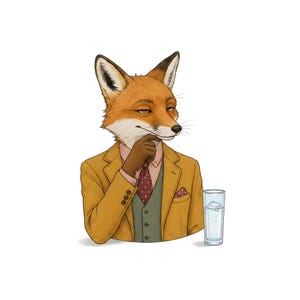 Fox Gentleman Clipart, Dapper Suited Gouache Animal Bundle, 30 JPG for Junk Journal imagen 15
