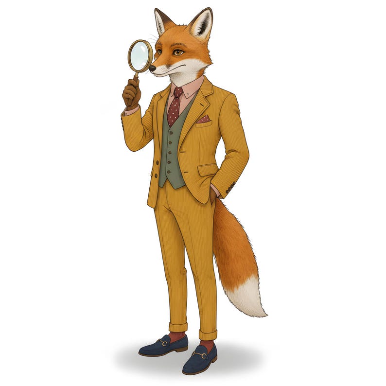 Fox Gentleman Clipart, Dapper Suited Gouache Animal Bundle, 30 JPG for Junk Journal imagen 13