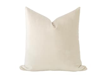 Velvet Pillow Cover: Soft Beige Latte - Made in USA