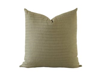 Pillow Cover: Green Multi Stripe - Soft Cotton, Handmade USA