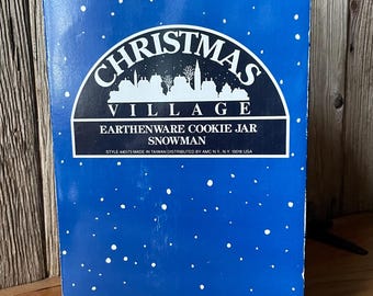 1960～70年代のヴィンテージ クリスマスビレッジ 陶器製 雪だるま 赤いスカーフ付き クッキージャー
