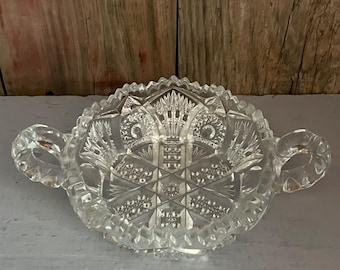 Vintage 1900er Jahre Imperial Glass Company "NuCut" Doppelgriff Windelschale / Nussschale