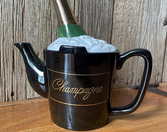 Vintage Novelty Champagne Bottle in Bucket of Ice Teapot
