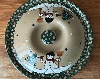 LTD Commodities Inc. Prato de sobremesa/torta com tampa, boneco de neve country, 23 cm (9")
