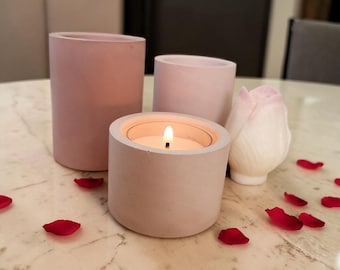 Handmade Ceramic Candle Holder | Minimalist Tealight Holder | Nordic Style Home Decor | Aesthetic Gift for Her | Jesmonite Style Pot