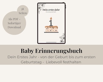 Baby Memory Book – Your First Year | 0–12 Months | Fillable PDF | Printable Baby Book | Baby Shower Gift