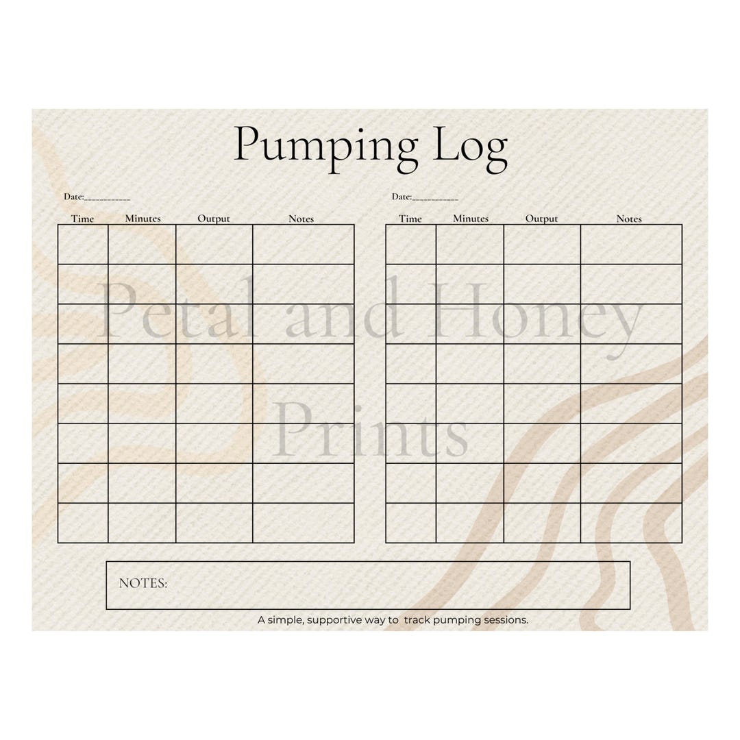 Pumping Log Printable | Breast Pumping Tracker | Daily Milk Output Log ...