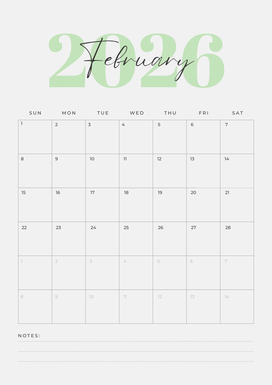 2026 Minimalist Calendar Printable • Simple Monthly Planner (PDF ...
