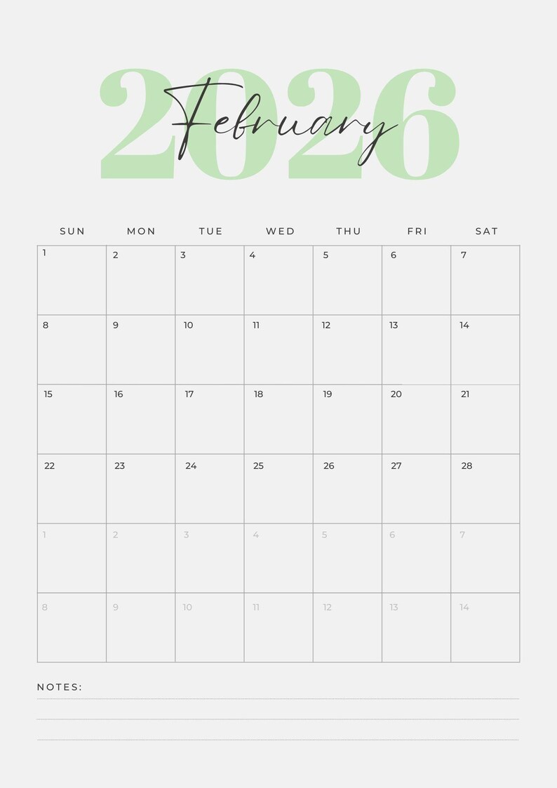 2026 Minimalist Calendar Printable • Simple Monthly Planner (PDF ...