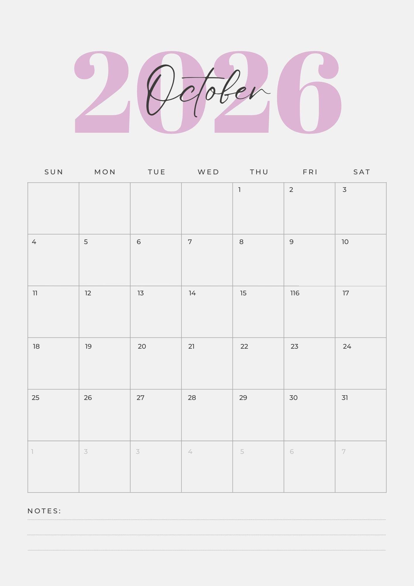 2026 Minimalist Calendar Printable • Simple Monthly Planner (PDF ...