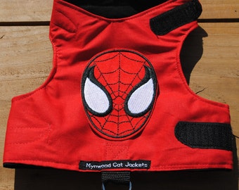 Mynwood Cat Walking Jacket Harness Vest Spiderman kitten or adult - all Tracked shipping