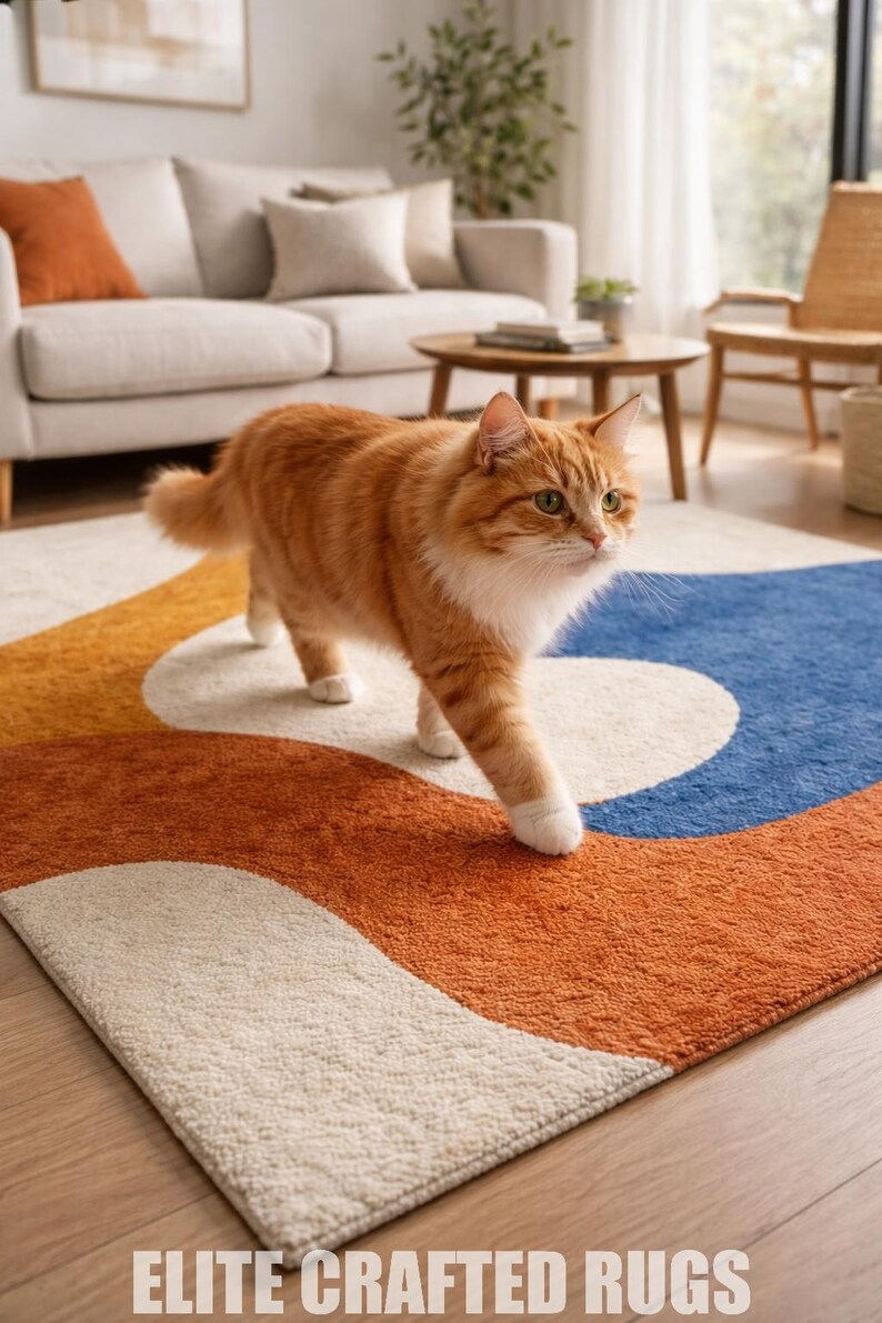 Hand Tufted Wool Rug, Abstract Color Block Design - Etsy UK