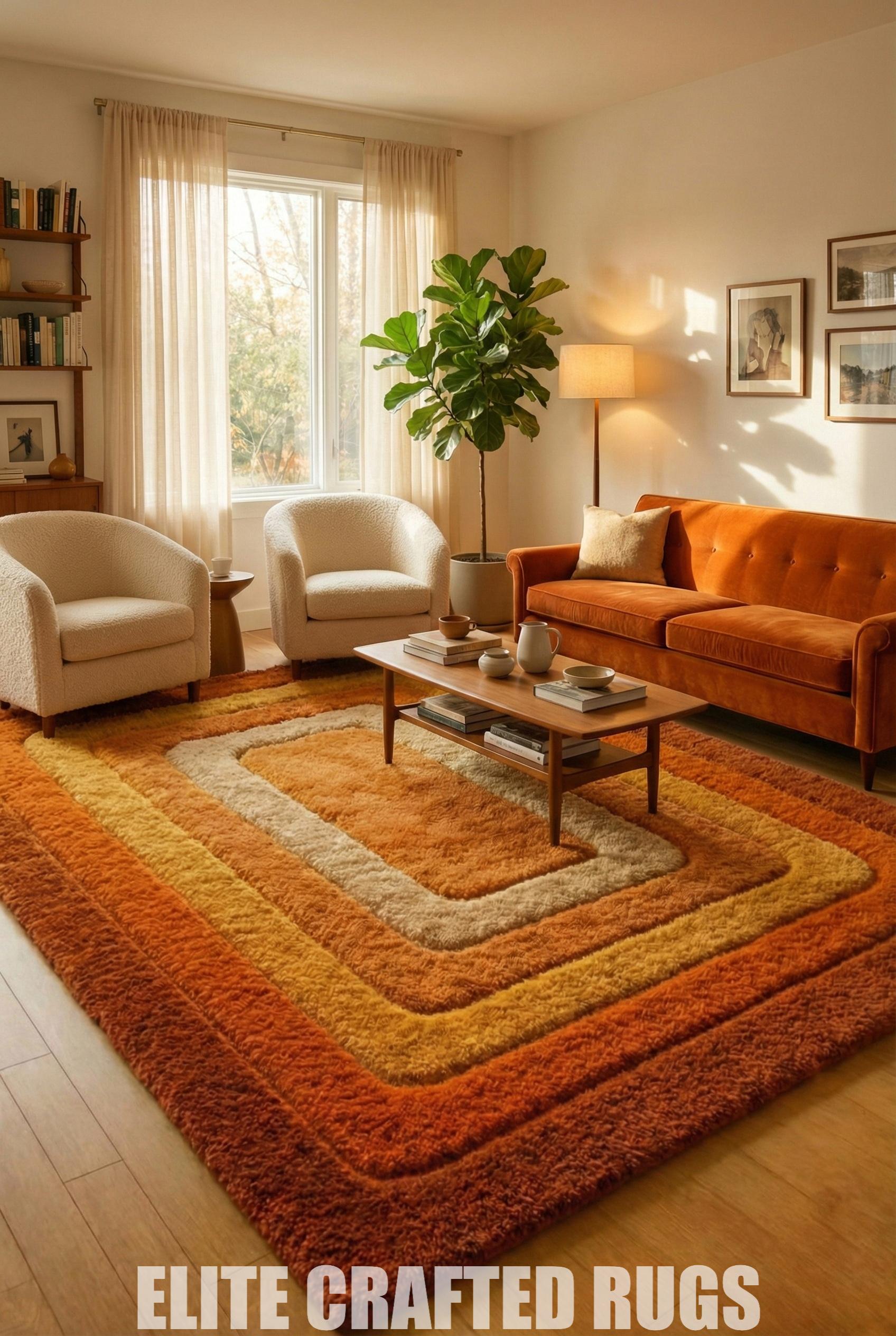 Retro Orange Rug - Etsy