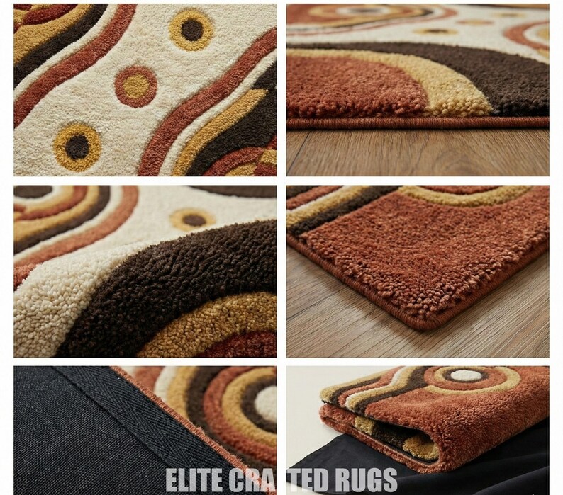 Retro Abstract Hand Tufted Wool Rug, Mid Century Modern Area Rug ...