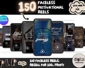 150 Motivational Reels Video Bundle PLR MRR, Faceless Reels With Text Overlay, PLR Reels Bundle, Inspirational Videos for Instagram + TikTok