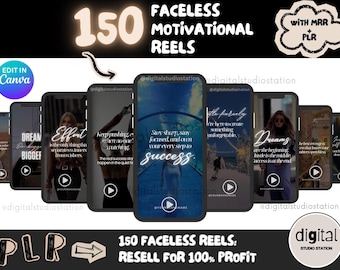 150 Motivational Reels Video Bundle PLR MRR, Faceless Reels With Text Overlay, PLR Reels Bundle, Inspirational Videos for Instagram + TikTok