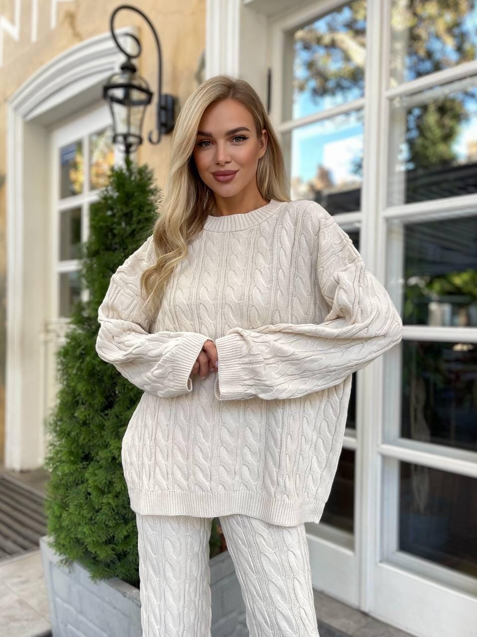 Essential Classic Cable Knit Set　beige CABLE KNIT COTTON BLEND JUMPER - Light beige | ZARA United States
