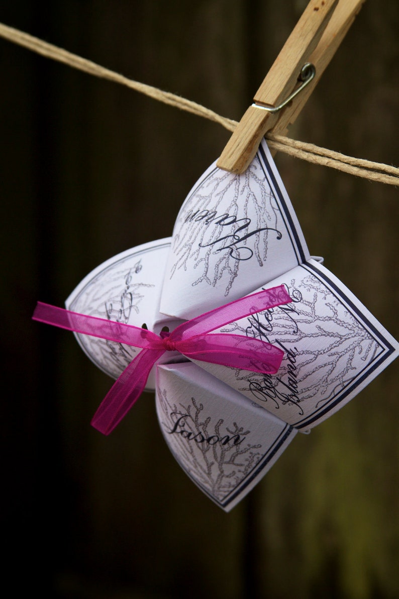 Seaside Inspired Cootie Catcher Wedding Programs Etsy