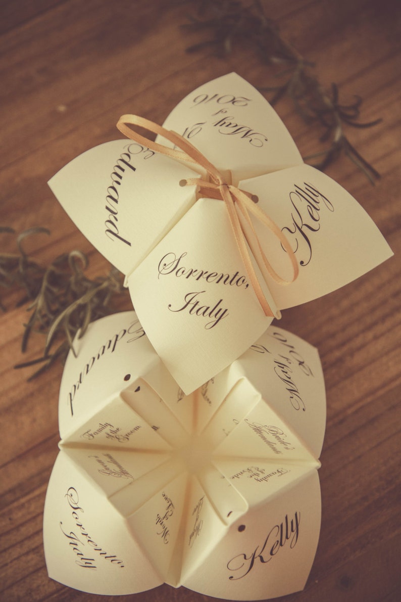 Calligraphy Cootie Catcher Wedding Program Etsy