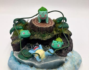 Handmade Pokémon Bulbasaur & Squirtle Sculpture