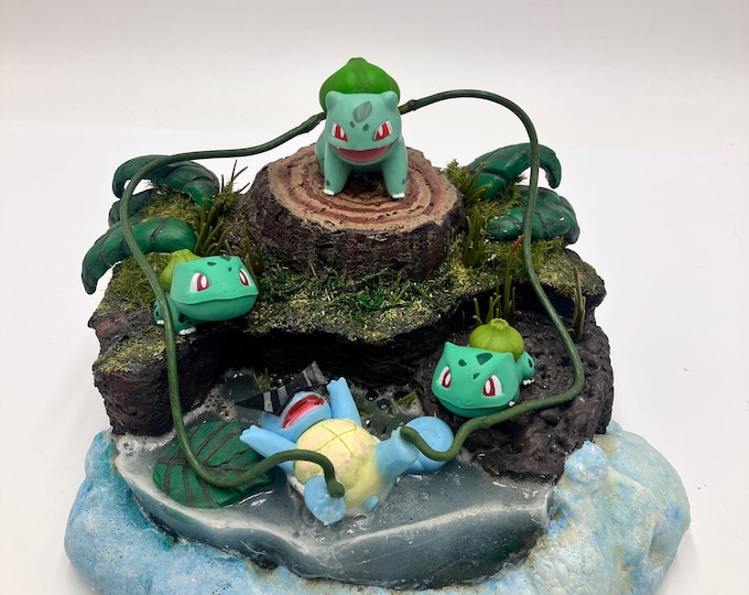 Handmade Pokémon Bulbasaur & Squirtle Sculpture