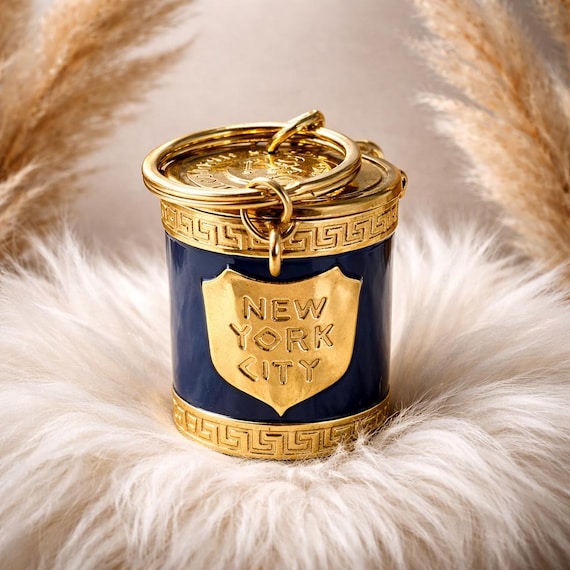 Handbag Charm, New York City Cup, Alloy Metal Enamel  Accessory, Coffee Lover Gift