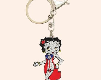 Porte-clés Betty Drapeau de Porto Rico – Breloque en strass rouge, blanc et bleu