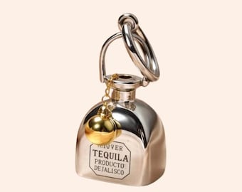 Charm de sac Tequila Lovers - Mini porte-clés en alliage brillant avec accents dorés, accessoire