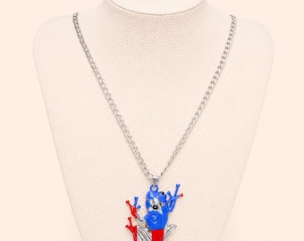 Coqui Frog Necklace – Puerto Rico Flag Pendant, Stainless Steel Chain, Boricua Jewelry