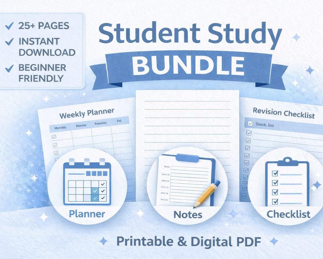 Student Study Planner Bundle | Exam Prep, Notes, Checklists (digital ...