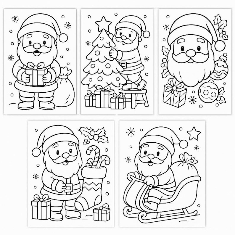 Cute Santa Coloring Page – Printable Christmas Coloring Sheet for Kids ...