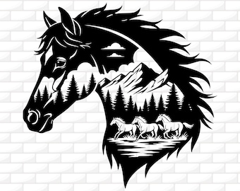 Wild Horse Svg | Mustang Clipart | Running Horse | Cricut  | Engraving File | Silhouette | Png Dxf Ai