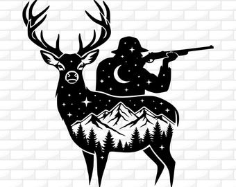 Deer Hunting Svg | Hunter Shirt | Silhouette | Clipart | Cricut | Cut File | Engraving | Dxf Png Ai