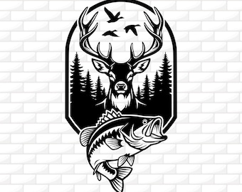 Deer Duck Hunting Svg | Largemouth Bass | Hunter Angler TShirt Design | Digital Download